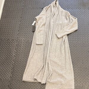 Long Gray Open Front Cardigan T Babaton with Cashmere
